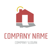 Small Red House and Shadow Logo Design