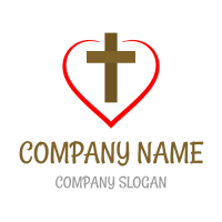 Christian Cross in the Heart Logo Design