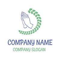 Curved Branch and Silhouette of Hands Logo Design