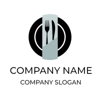 Restaurant Logo | Black Plate with Cutlery and Napkin