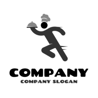 Fast Running Man with Dish Under a Cover Logo Design