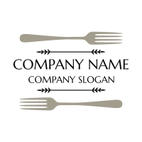 Two Silver Forks Laying on Surface Logo Design