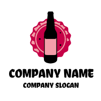 Raspberry Juice in Glass Bottle Logo Design