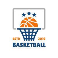 Sports & Fitness Logo | Basket Ball with Blue Stars