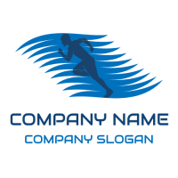 Blue Running Man Silhouette Logo Design