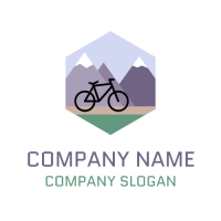 Mountain Path with Bicycle Logo Design