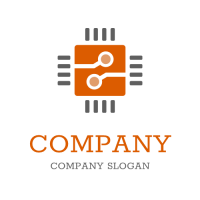 Simple Microcircuit with Contacts Logo Design