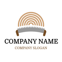 Wood Stump and Curved Saw Logo Design