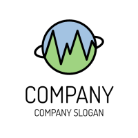 Blue and Green Earth with Pulse Logo Design