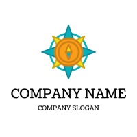 Orange and Blue Compass Logo Design