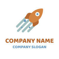 Travel & Hotel Logo | Orange Flying Space Rocket