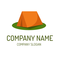 Orange Tent on the Green Grass Logo Design