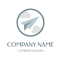 Travel & Hotel Logo | Paper Plane Flying in the Clouds
