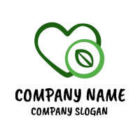 Vegan Logo | Green Heart with Salad Leaf