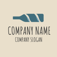 Wine Logo | Abstract Blue Bottle with Stripes