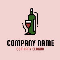 Group of Bottle and One Glass Logo Design